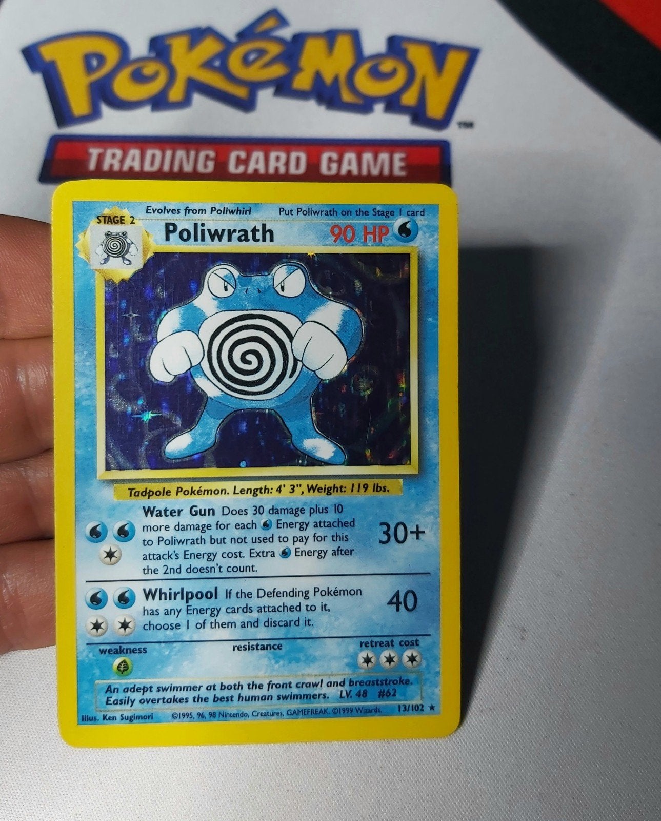 Poliwrath Holo Rare, Base Set 1999, Hobby en Vrije tijd, Verzamelkaartspellen | Pokémon, Ophalen of Verzenden, Zo goed als nieuw