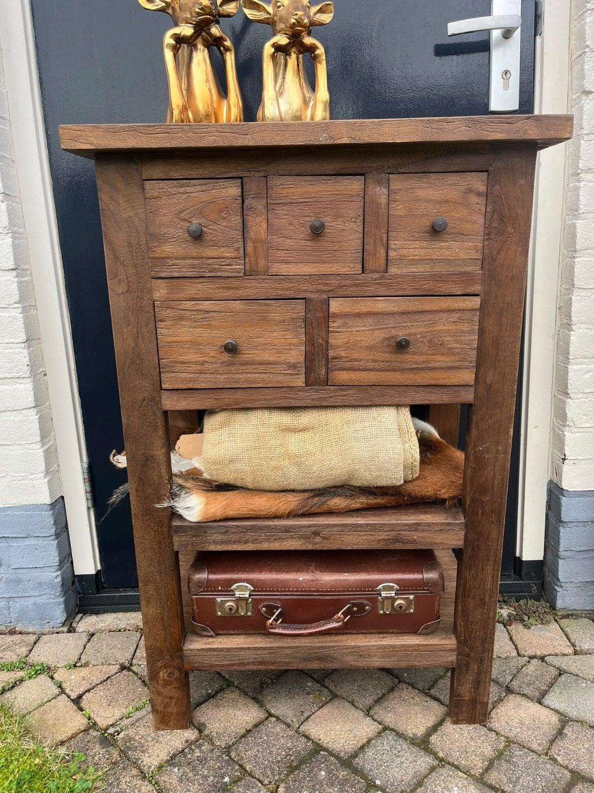 houten kastje,hal met lades sober,landelijk, Ophalen, 50 tot 100 cm, X, Minder dan 100 cm
