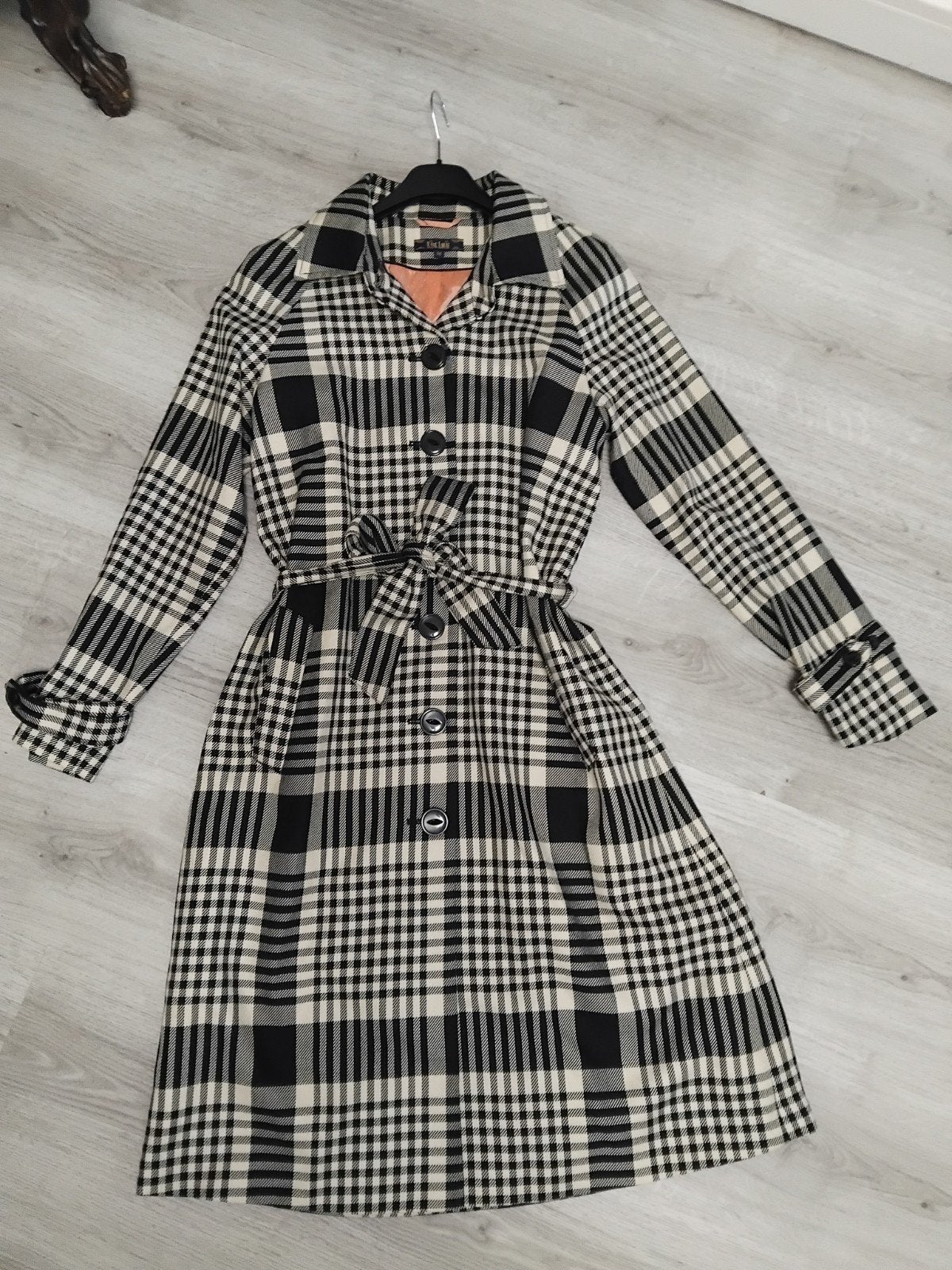 King Louie geruite zomer trenchcoat maat 36, Zwart, Ophalen of Verzenden, Zo goed als nieuw, King Louie