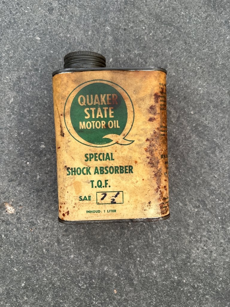 Vintage Quaker State Olieblik –  Jaren '60/'70, Ophalen of Verzenden, Gebruikt, Overige