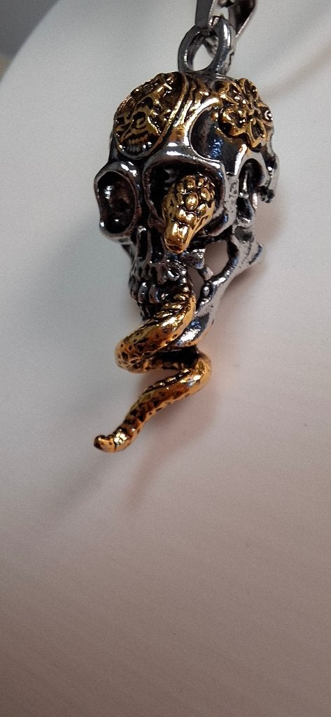 Doodshoofd Ketting met Gouden Slang, Onbekend, Nieuw, Ophalen of Verzenden, Onbekend