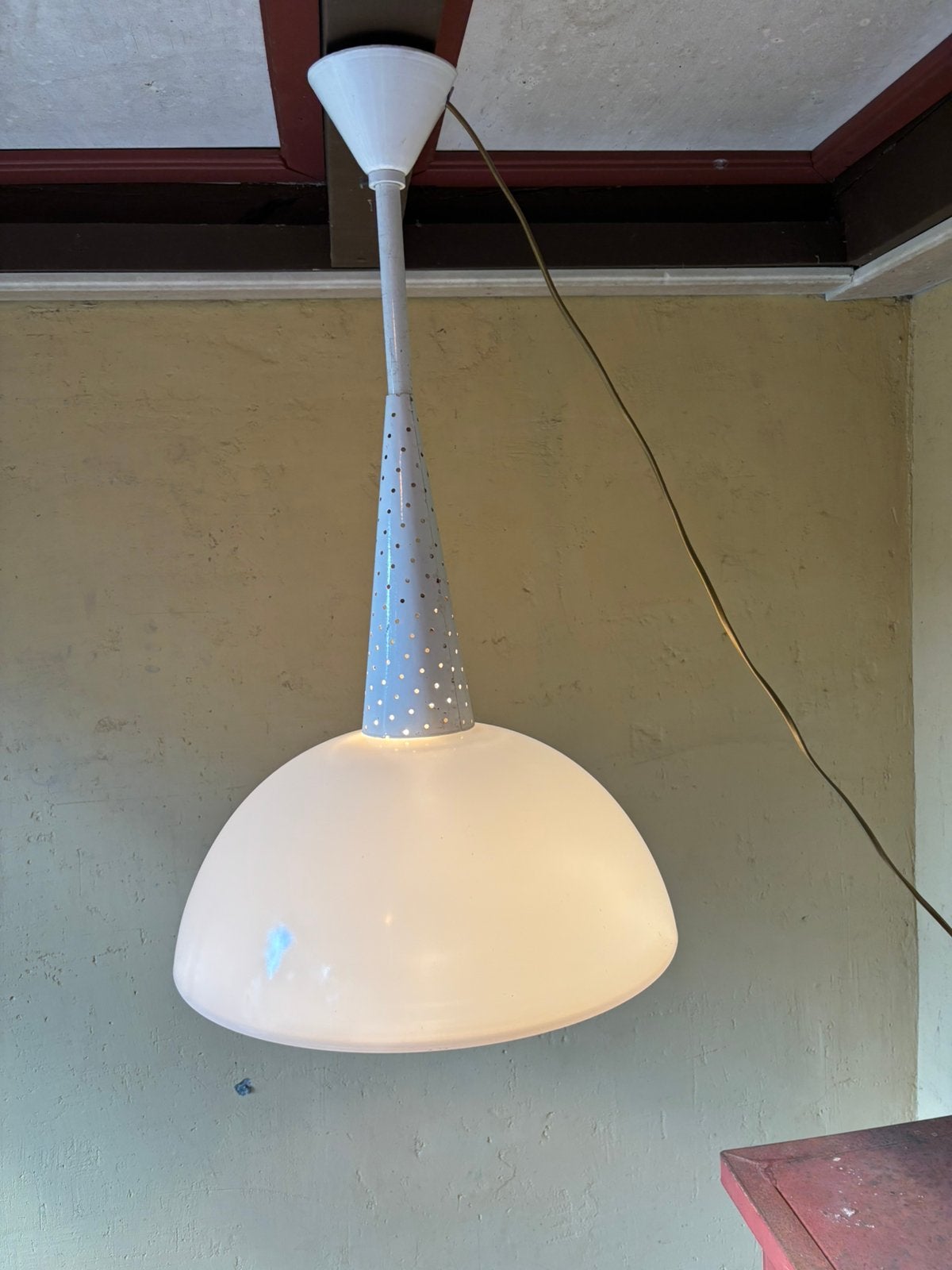 Vintage plafond designlamp Mathieu Mategot, Space age., E27 (groot), Ophalen of Verzenden, Glas