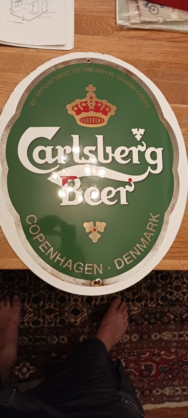 Vintage Carlsberg Beer Emaille Reclamebord, Ophalen