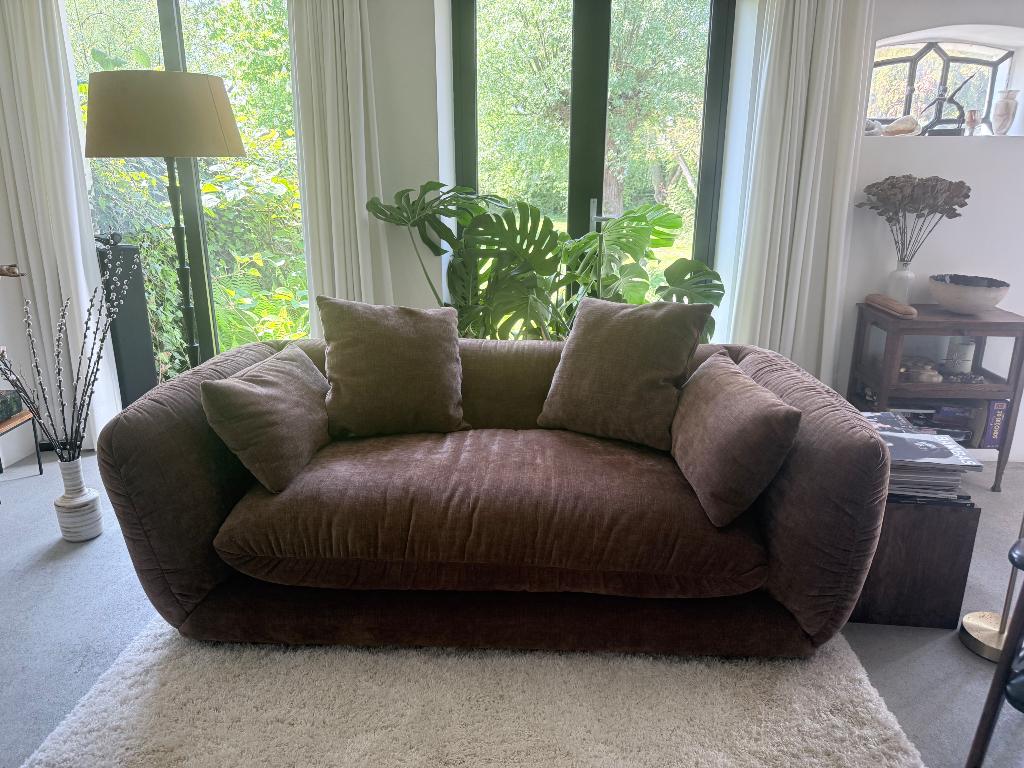 Nieuwe 2,5 zits bank (ongebruikt) in warme bruinige kleur, Ophalen, Minder dan 75 cm, Nieuw, Rechte bank