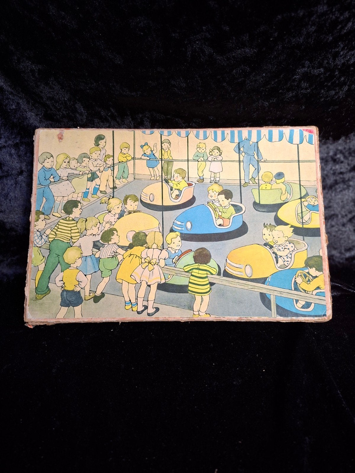 Vintage houten puzzel botsauto's - nostalgisch speelgoed, Gebruikt, 10 tot 50 stukjes, Haven 49 2871 CL, Ophalen of Verzenden