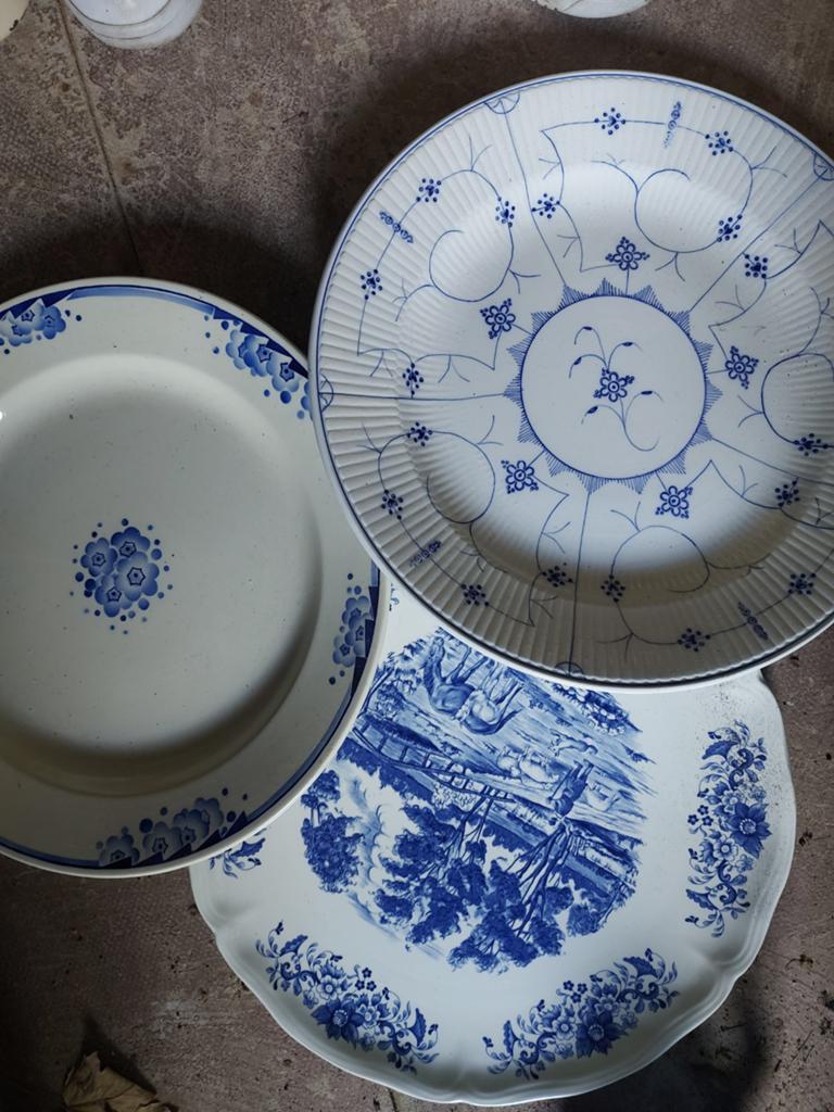 3 brocante platte schalen, Ophalen