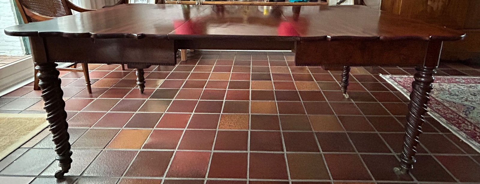 Antieke coulissetafel. Grote antieke eettafel. Tot 280 cm, Ophalen of Verzenden, Zo goed als nieuw, Rechthoekig, 200 cm of meer