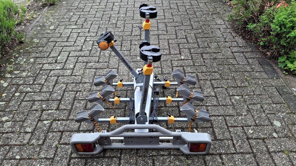 Aluminium fietsendrager Spinder Falcon voor 3 fietsen, Ophalen, 3 fietsen of meer, Gebruikt, Trekhaakdrager