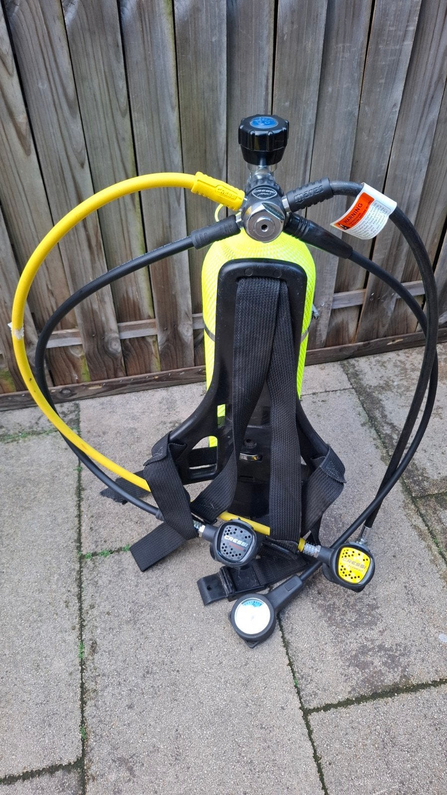 Duikset: 6L fles, backplate & Cressi 300 bar ademautomaat, Ophalen of Verzenden, Gebruikt, Duikfles
