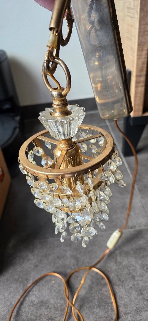 antieke wandlamp 2x met kristallen (samen in 1 koop), Ophalen of Verzenden