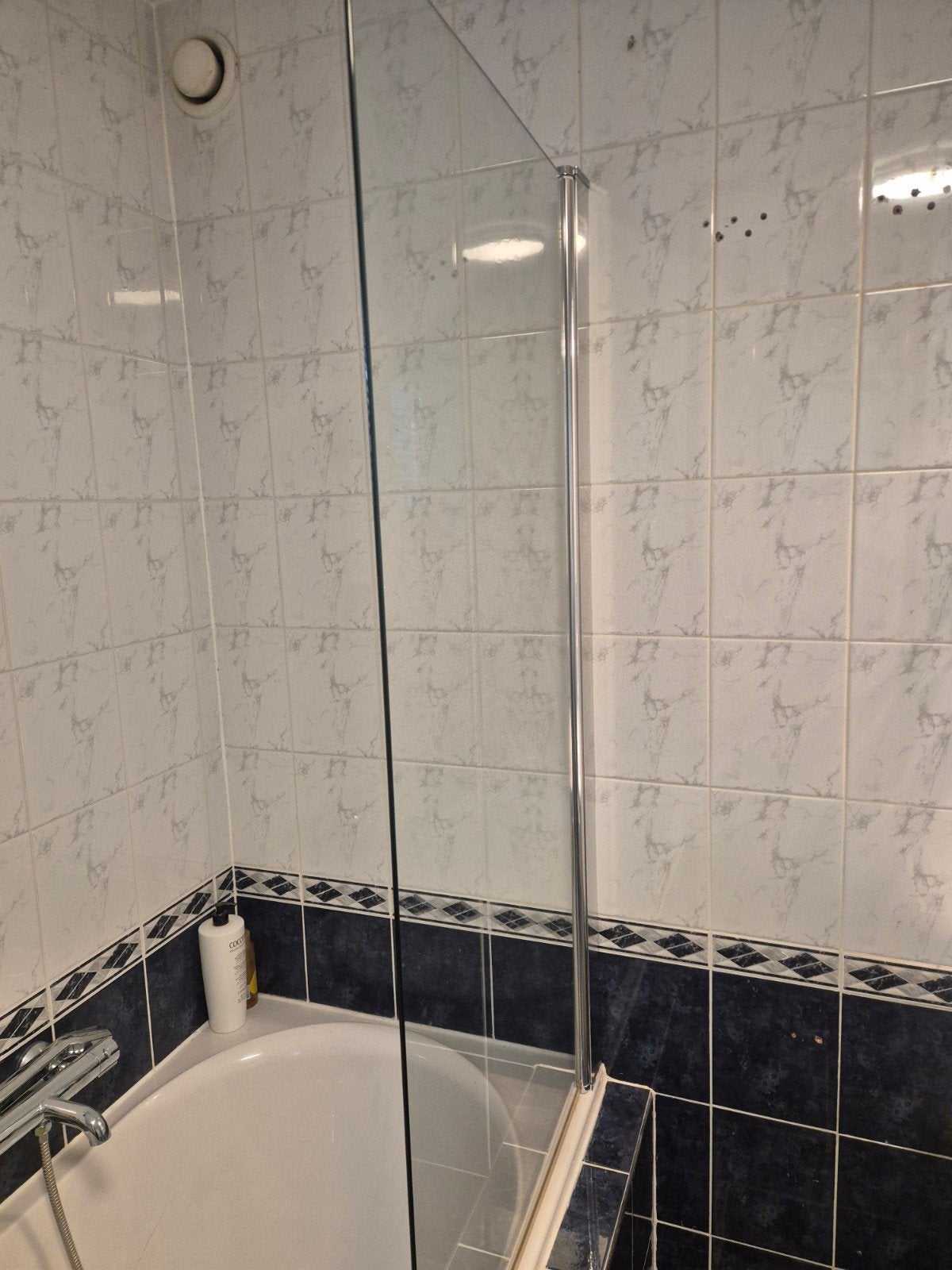 Douchewand als nieuw voor badkuip - Glas en chroom, Ophalen, Gebruikt, Met bad