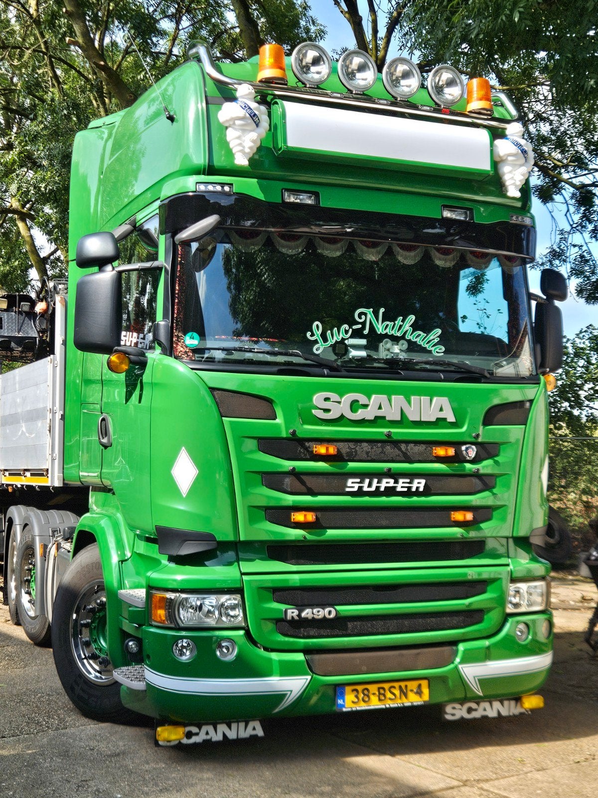 zeer nette Scania E6 R490 bj 2014 voorloper low km nw apk, Automaat, Achterwielaandrijving, Scania, Leder en Stof