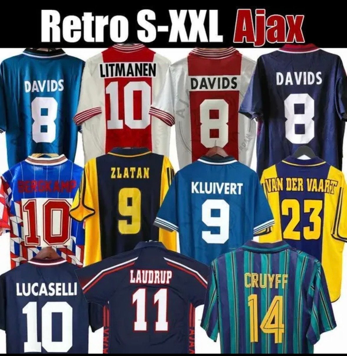 Retro Ajax voetbalshirts S-XXL, Groter dan maat XL, Ophalen of Verzenden, Gebruikt, Shirt