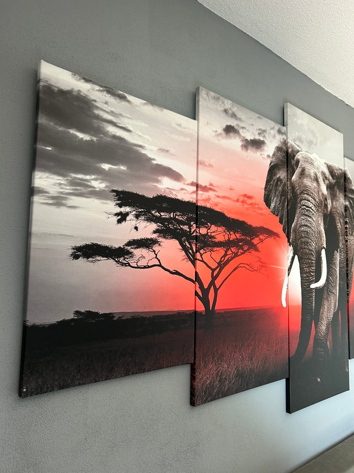 5 luik schilderij - Olifant, Ophalen, Gebruikt, 125 cm of meer, Schilderij