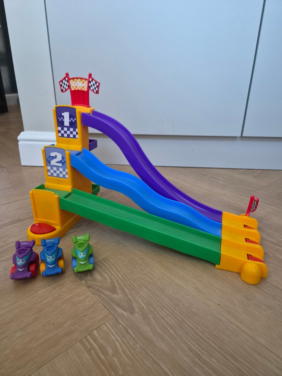 Tonka Racebaan met 3 auto's, Overige merken, Racebaan, Ophalen of Verzenden, Zo goed als nieuw