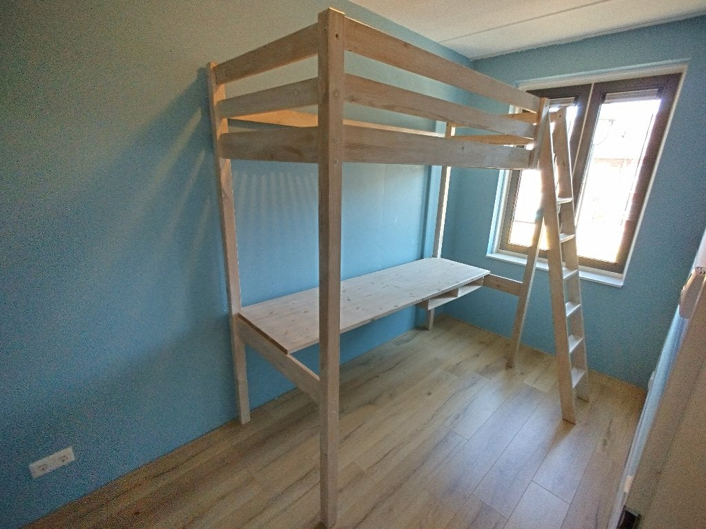 Hoogslaper, Stevig hout incl. lattenbodem 210x95x208, Ophalen, Gebruikt, Eenpersoons, 200 cm
