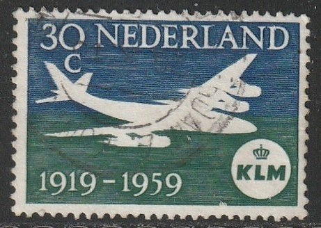 Nederland 1959 730 KLM 30c, Gest, Ophalen of Verzenden, Na 1940, Gestempeld
