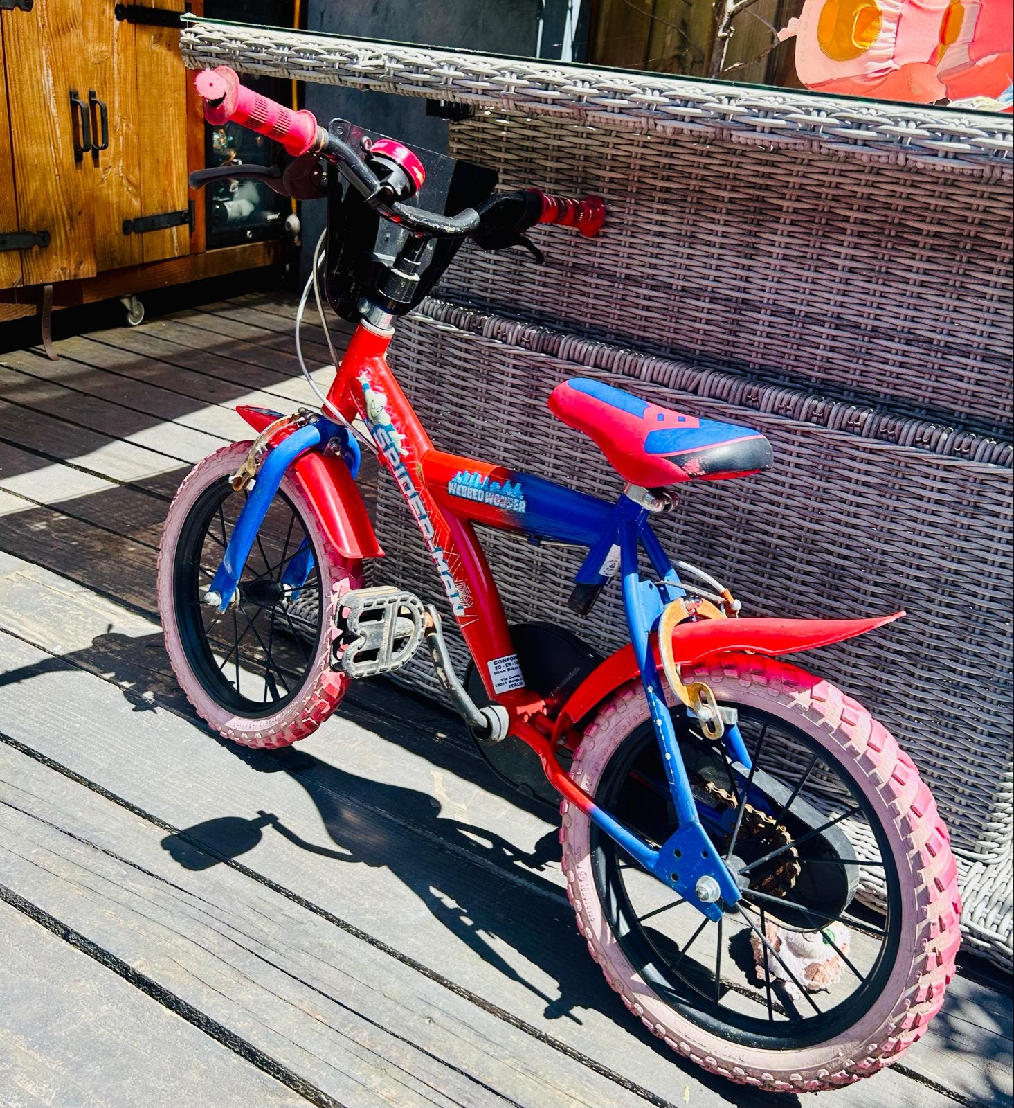 Spider-Man kinderfiets - Ideaal voor beginners!, Ophalen, Gebruikt, Velgrem, 16 tot 20 inch