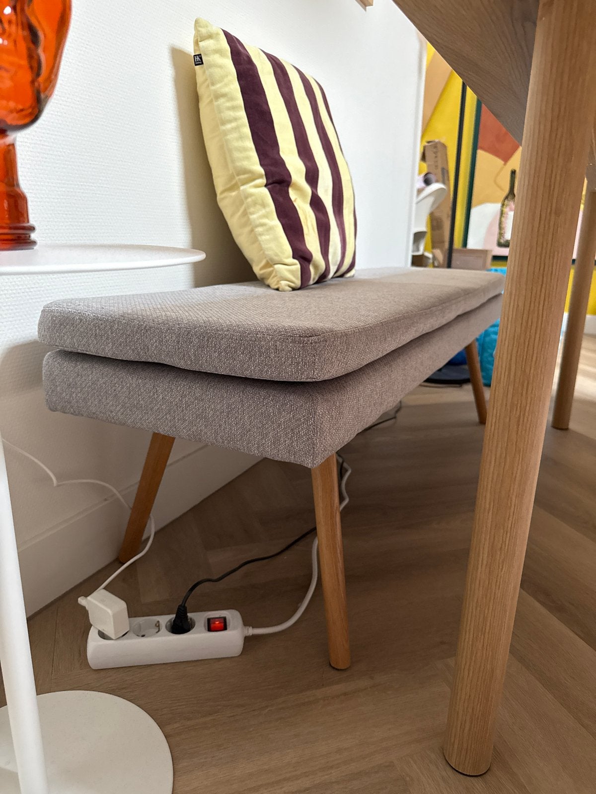 Eetkamer bank 140x40cm - Stijlvol en Comfortabel, Ophalen, Zo goed als nieuw, Grijs, Hout