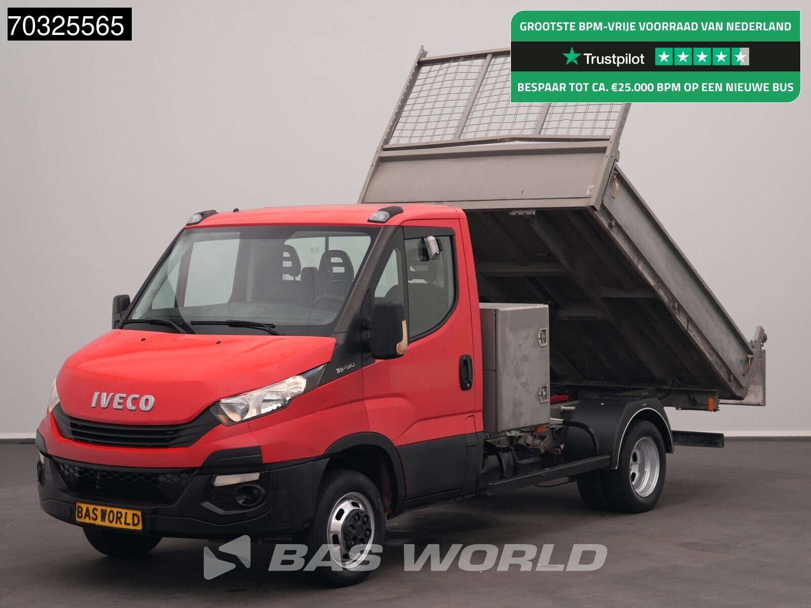 Iveco Daily 35C12 Kipper met Kist Dubbellucht 3,5t Trekhaak, Auto's, Bestelauto's, Gebruikt, Euro 6, Iveco, Leder