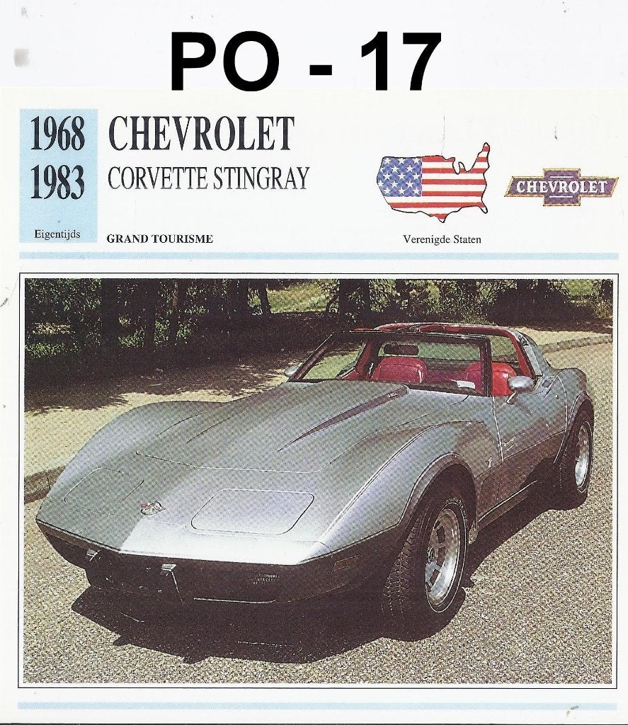 Po17 autokaart chevrolet corvette stingray ( 1968 - 1983 ), Ophalen of Verzenden, Zo goed als nieuw, Motoren
