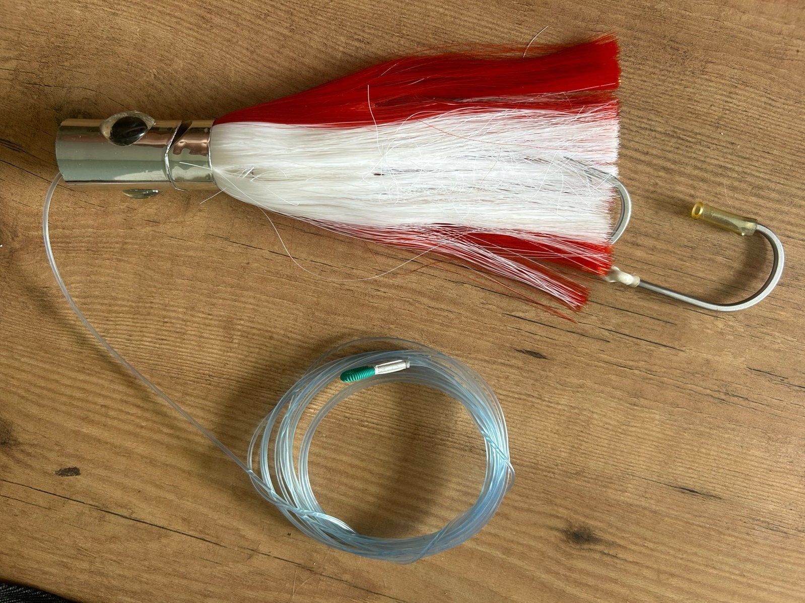Chrome Jet Head Wahoo Lure 25cm Rood-Wit Gerigged, Watersport en Boten, Ophalen of Verzenden, Zo goed als nieuw, Overige typen