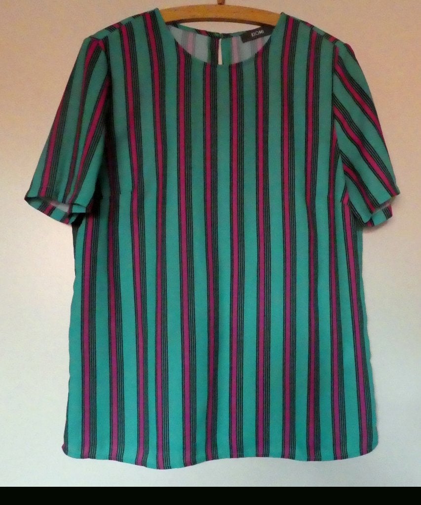 groen/roze/zwart gestreepte blouse, maat: 38, Kleding | Dames, Maat 38/40 (M), Kiomi, Ophalen of Verzenden, Gedragen
