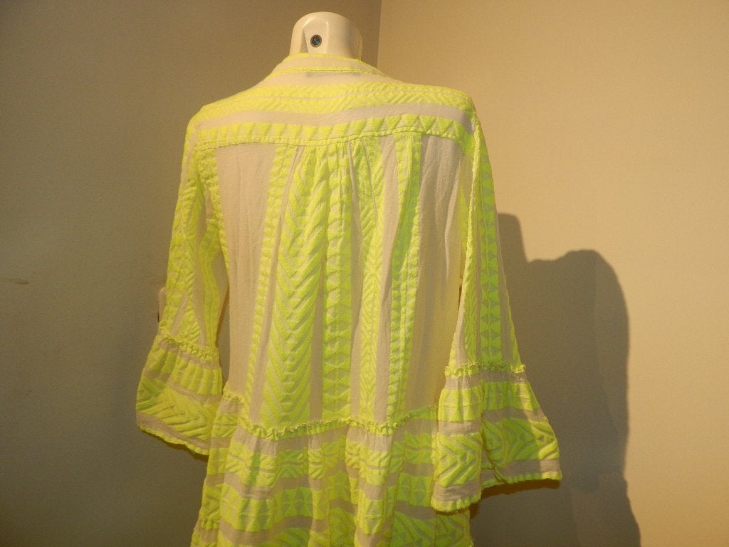 Devotion ibiza jurk uitlopend model lime stiksels motief M, Kleding | Dames, Jurken, Maat 38/40 (M), Devotion, Zo goed als nieuw