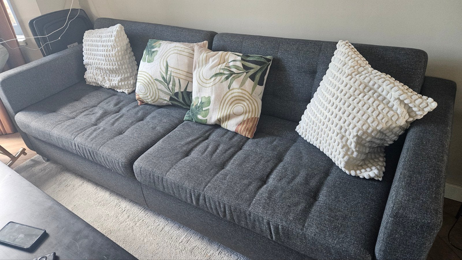 IKEA Friheten slaapbank - donkergrijs, uitstekende staat, Ophalen, Zo goed als nieuw, Tweepersoons, 210 cm