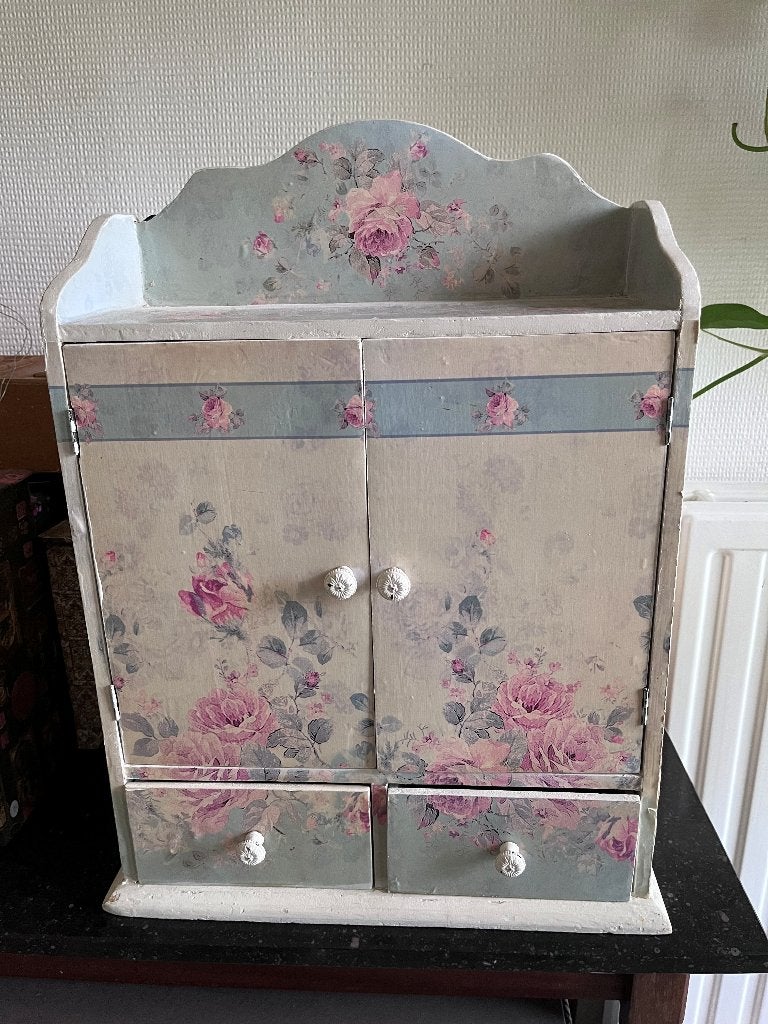 Vintage kastje met bloemmotief, Ophalen of Verzenden