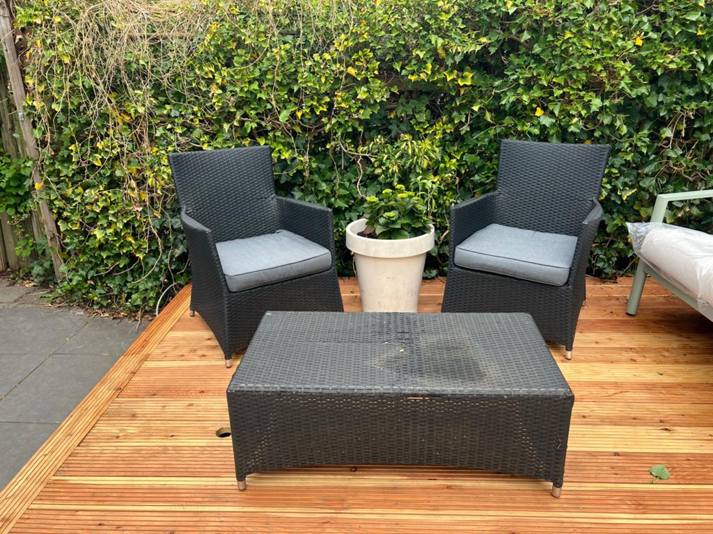 Wicker Loungeset met 2 Stoelen en Salontafel, Gebruikt, Loungeset, Wicker, Stoel