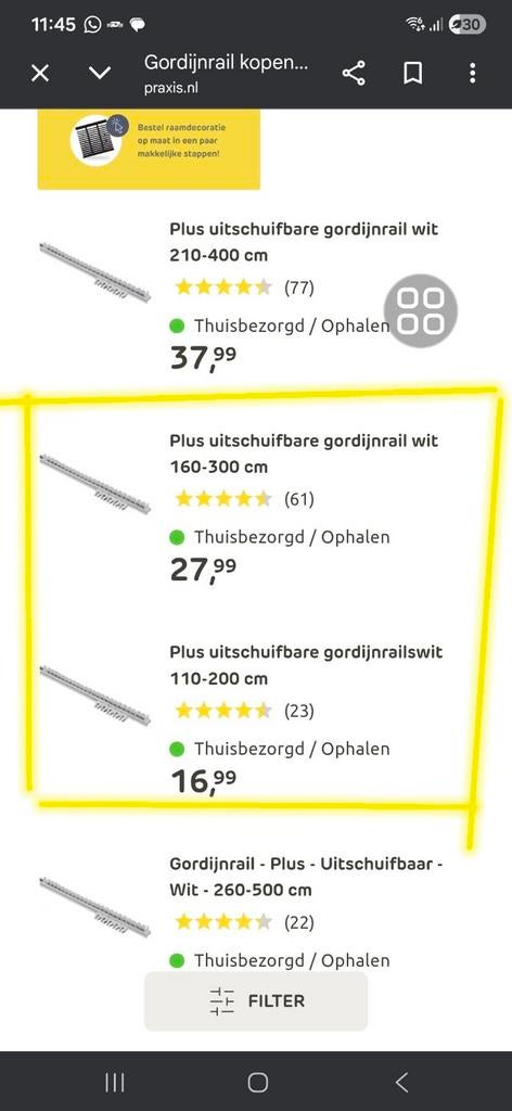 Gordijnrails 160300 en 110200. Nieuw van Praxis., Ophalen, Nieuw, 150 tot 200 cm, Minder dan 100 cm