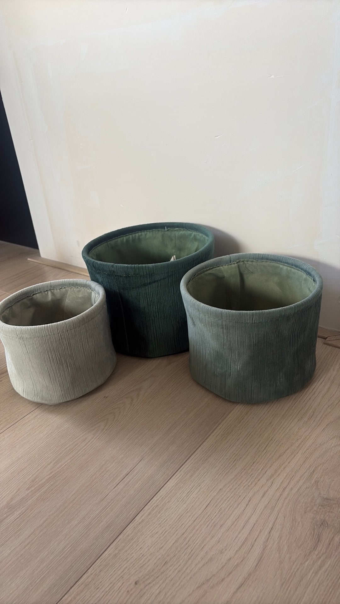Set manden - 3 stuks, Ophalen, Zo goed als nieuw, Rond, Riet
