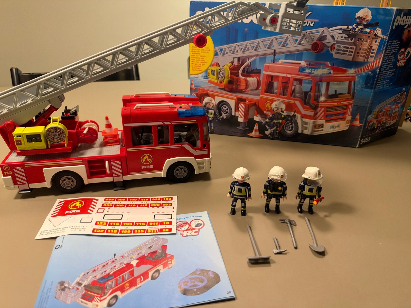 Playmobil City Action 9463 Brandweerwagen met Licht en Gelui, Gebruikt, Complete set, Voertuig, Ophalen of Verzenden