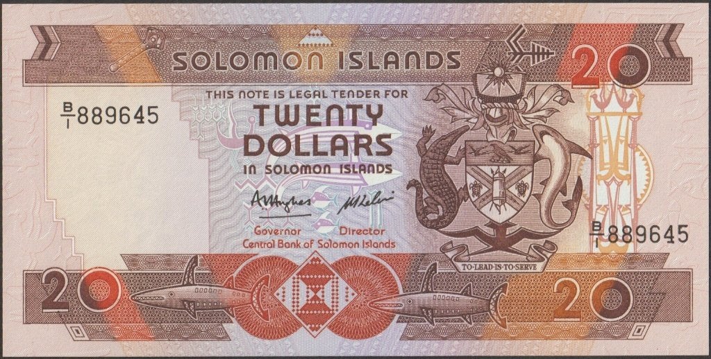 Solomon Islands 20 dollars ND(1986) UNC p.16a (# 606), Postzegels en Munten, Bankbiljetten | Oceanië, Verzenden, Los biljet