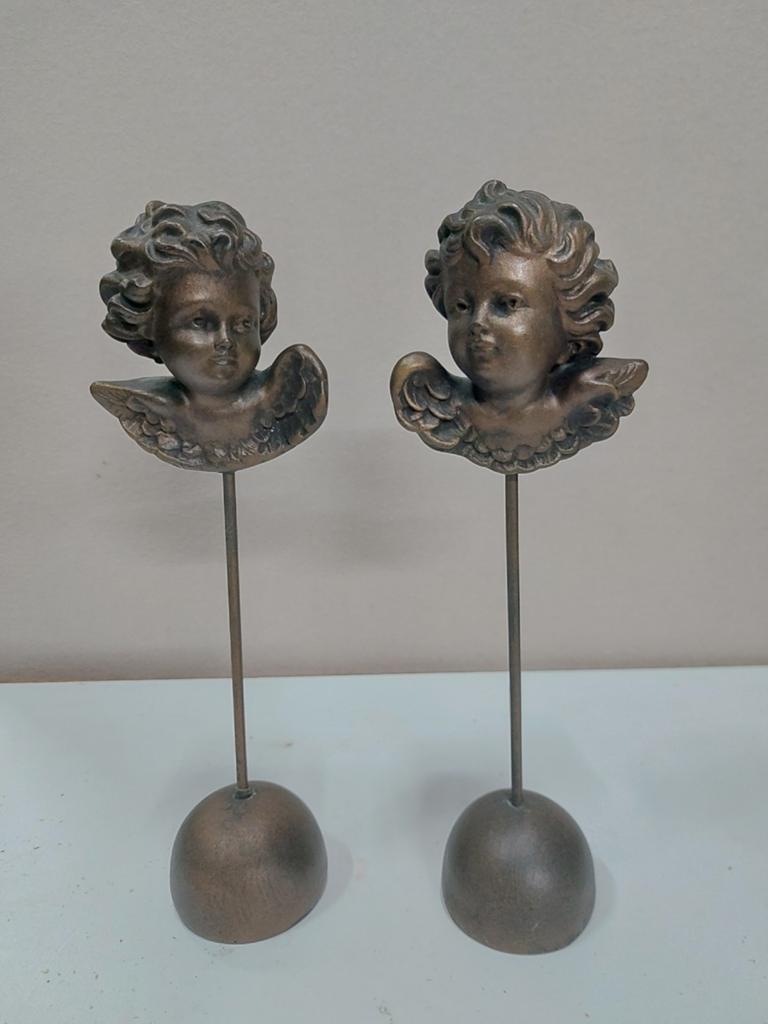 Twee  stuks Buste van Engel op Sokkel, Ophalen, Overige onderwerpen, Buste, Gepatineerd