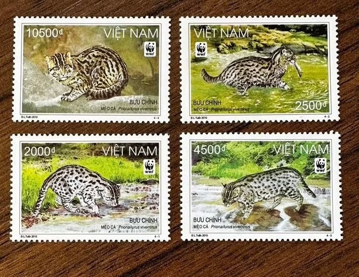 Vietnam 2010 - Wilde katten (WWF) dieren Postfris set, Ophalen of Verzenden, Postfris