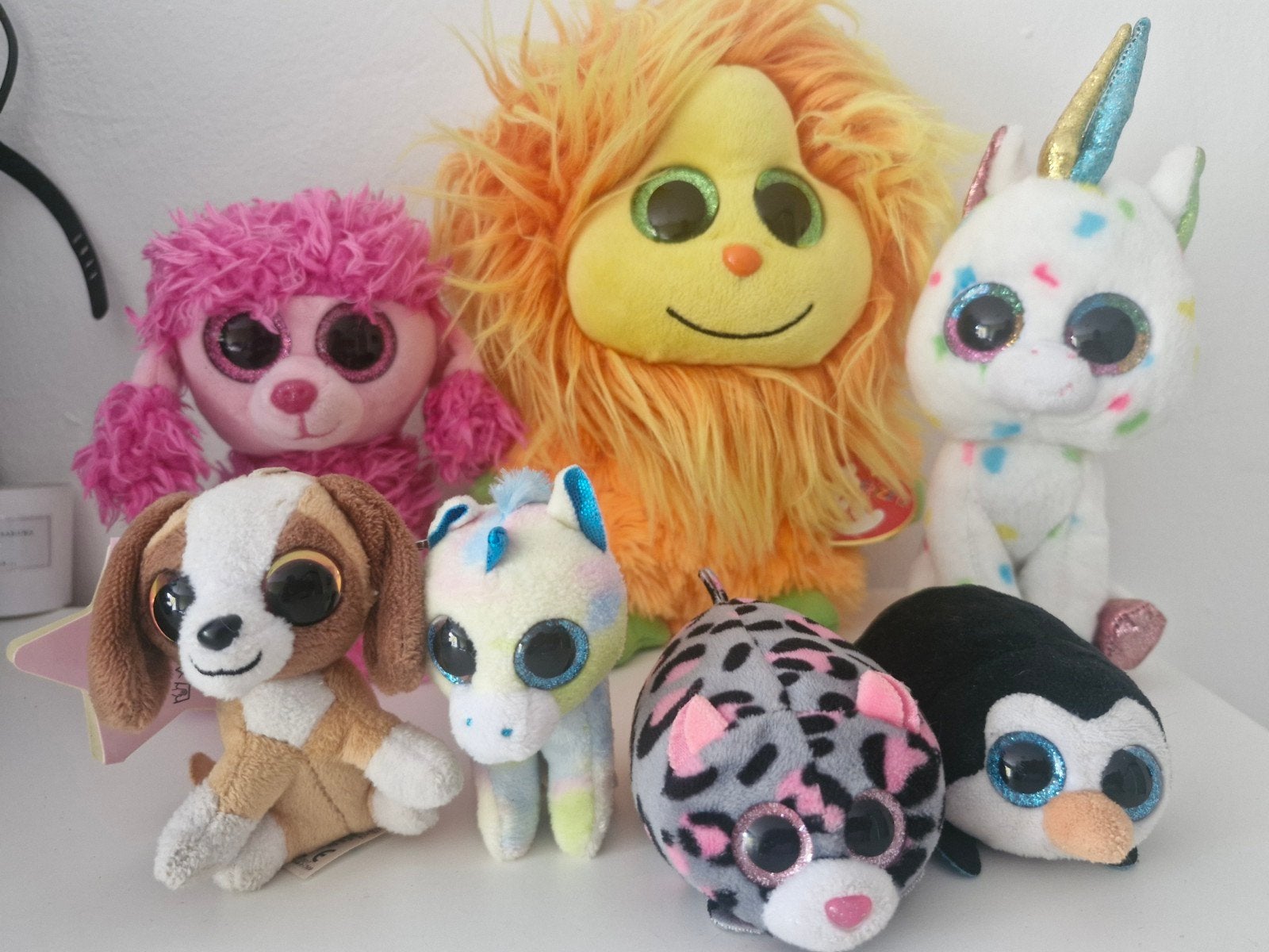 Ty Beanie Boos Knuffels - Diverse Dieren (6 stuks), Gebruikt, Roze, Klein (minder dan 20 cm), Ty