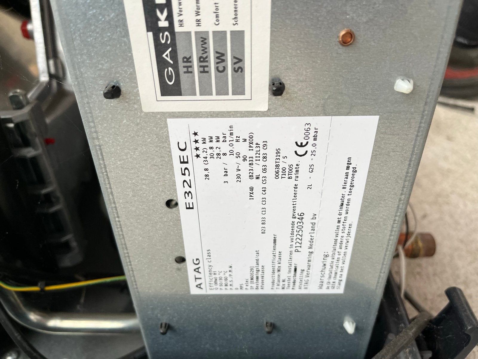 ATAG E325EC CV-ketel uit 2012, Doe-het-zelf en Verbouw, Ophalen, Gebruikt, Aardgas, Geiser