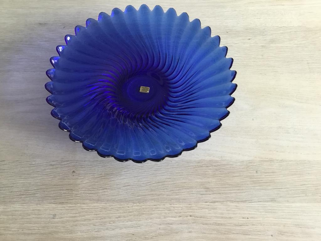 Glazen cobalt blauwe schaal, Ophalen of Verzenden