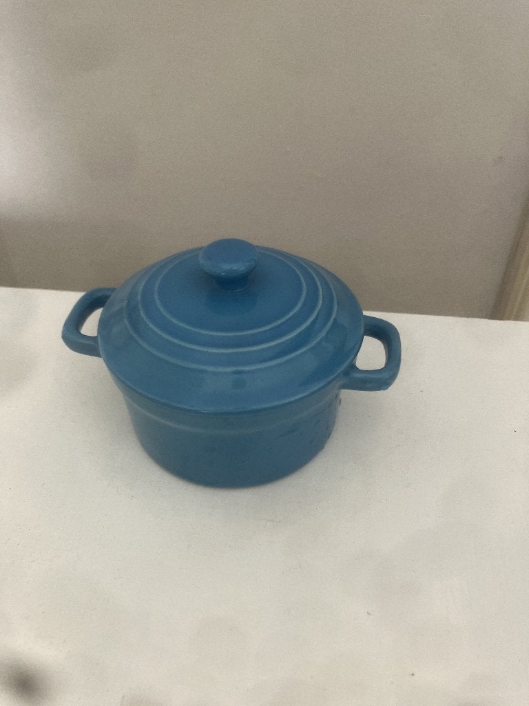 Blauw kookpannetje, Keramiek, Overige typen, Ophalen of Verzenden, Zo goed als nieuw