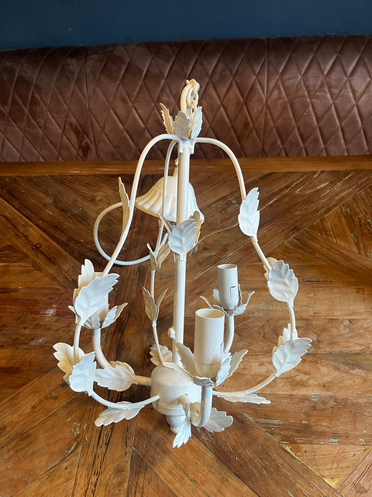 Leuke brocante hanglamp!, Ophalen of Verzenden, Gebruikt, Metaal