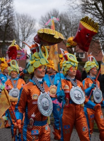 carnavalspakken grote loopgroep thema FASTFOOD, Carnaval, Maat 46/48 (XL) of groter, Nieuw, Ophalen of Verzenden