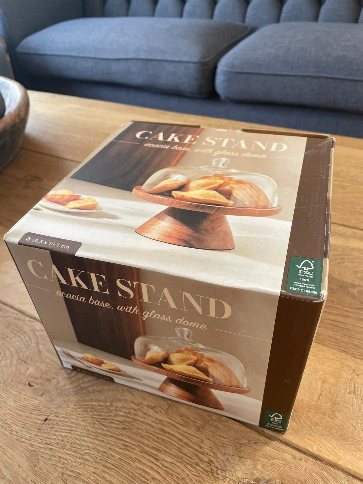 Glazen stolp op houten voet, taartstandaard, cakestandaard., Ophalen, Met standaard, Taartplateau, Nieuw