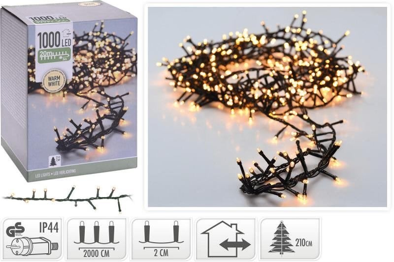 Kerstverlichting Micro Cluster 1000 LED 20 mtr warm wit-ip44, Diversen, Ophalen, Nieuw