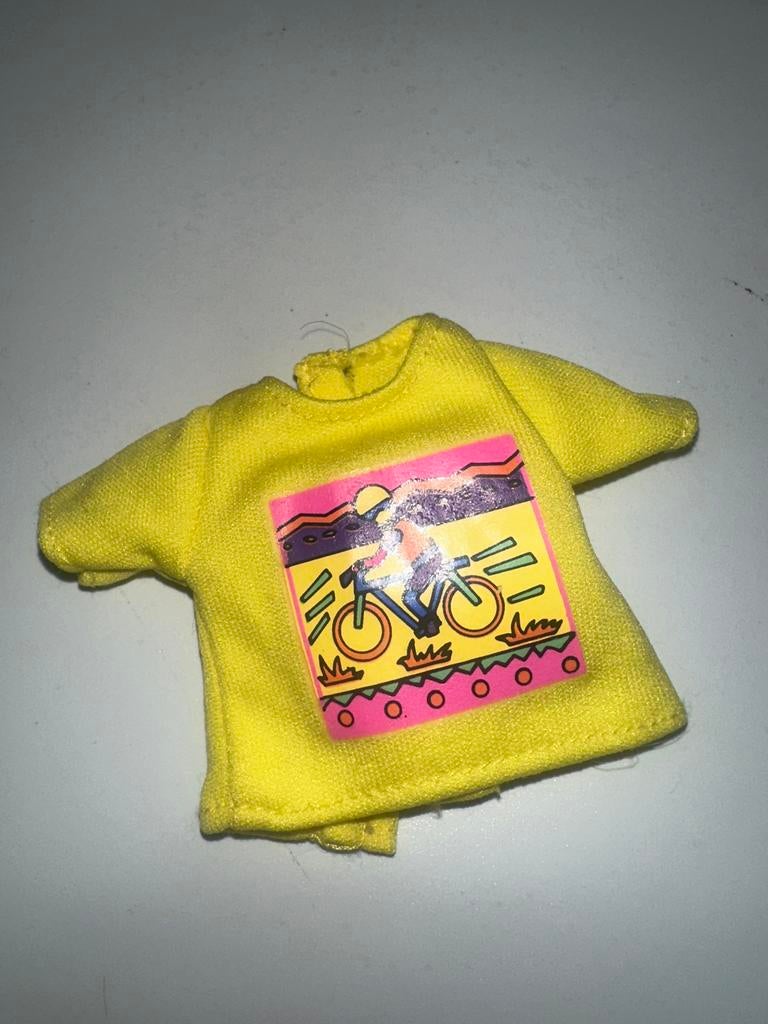 455 skipper trendy teen Vintage Barbie shirt Geel fietsprint, Ophalen of Verzenden, Gebruikt