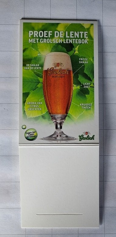 Grolsch Tafelstandaard Proef de Lente met Grolsch Lentebok, Ophalen of Verzenden, Nieuw, Reclamebord, Plaat of Schild, Grolsch