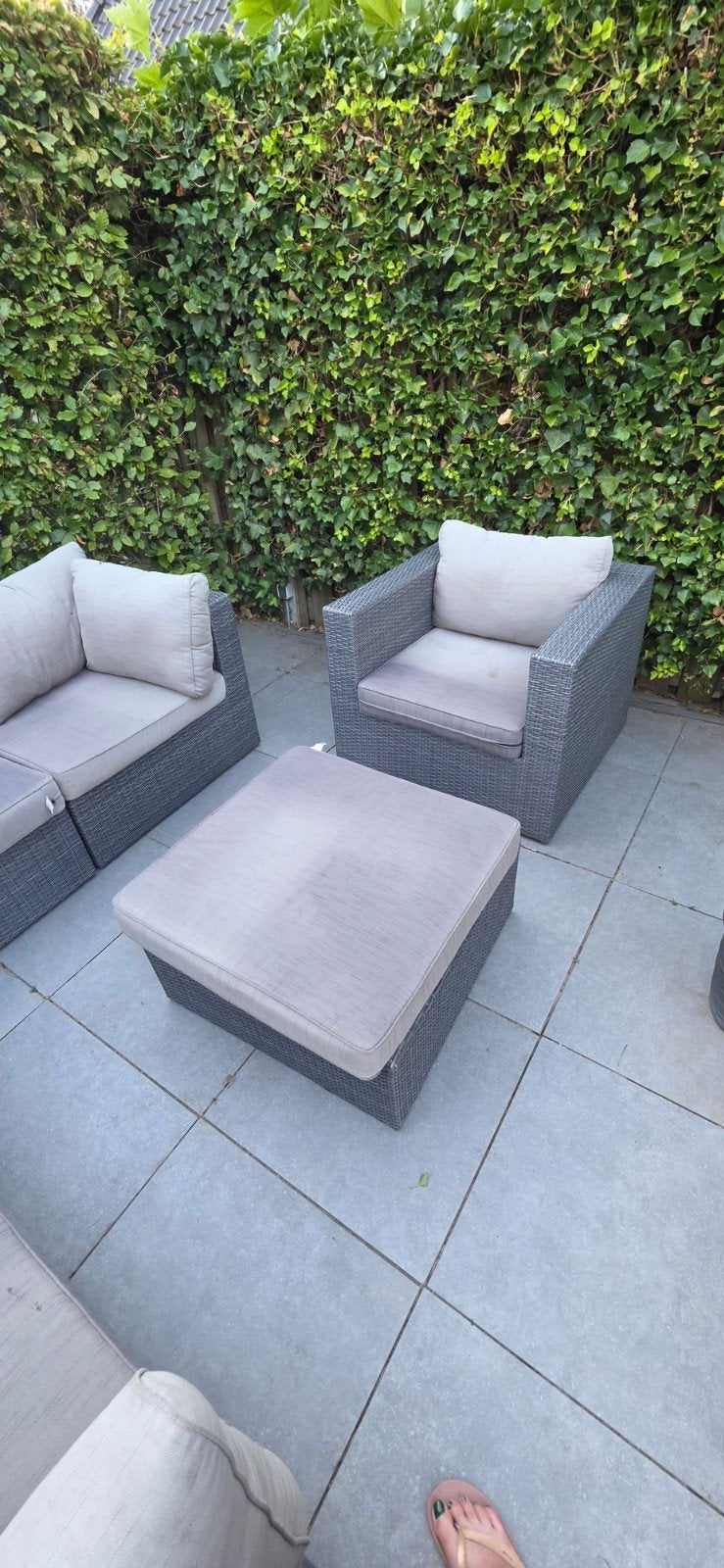 Complete Wicker Loungeset, Hoekbank, hockers en stoel, Tuin en Terras, Ophalen, Meer dan 8 zitplaatsen, Loungeset, Wicker