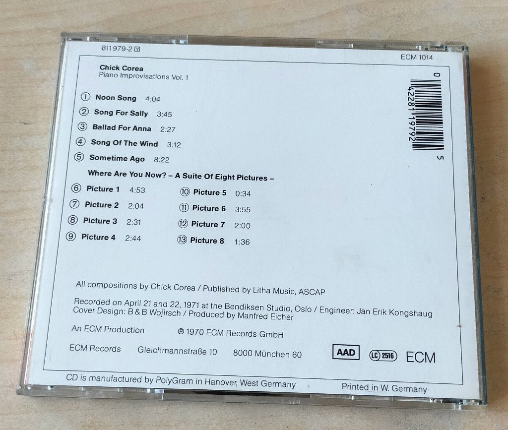 Chick Corea - Piano Improvisations Vol. 1 CD  ECM Gebruikt, Ophalen of Verzenden, Gebruikt, Jazz