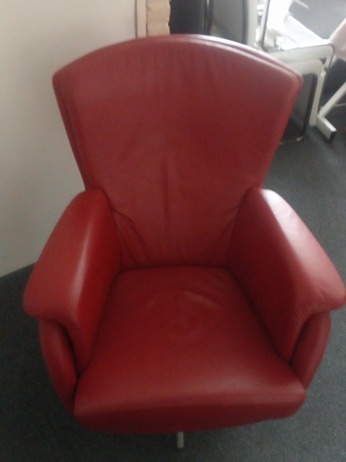 Bordeaux Rode Fauteuil op Draaipoot, Ophalen, Gebruikt, 75 tot 100 cm, Leer